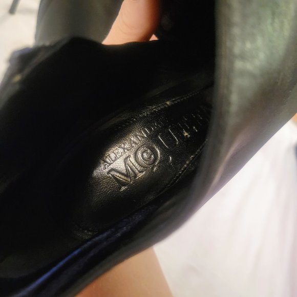 Alexander McQueen Black Leather Ankle Stiletto Booties Platform Peep Toe Heels - Picture 10 of 15